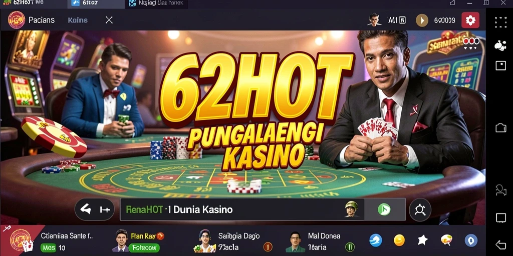 Screenshot utama 62HOT menampilkan gameplay Kasino yang mendebarkan.