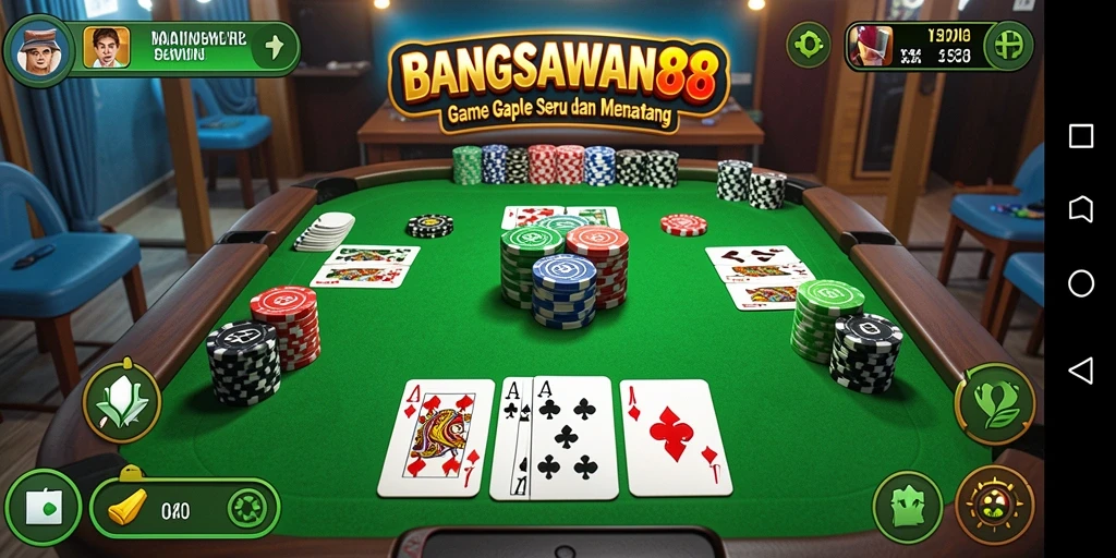 Screenshot gameplay BANGSAWAN88 dengan tampilan permainan Gaple.