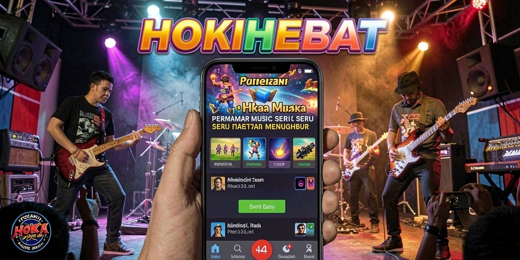 Screenshot gameplay HOKIHEBAT menunjukkan keseruan permainan musik yang menarik.