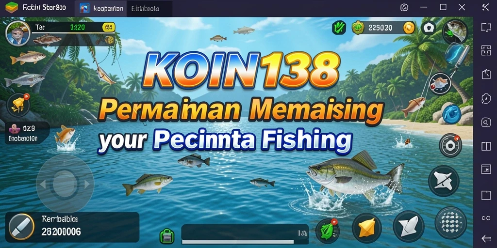 Tampilan gameplay KOIN138 yang menakjubkan saat memancing ikan besar.