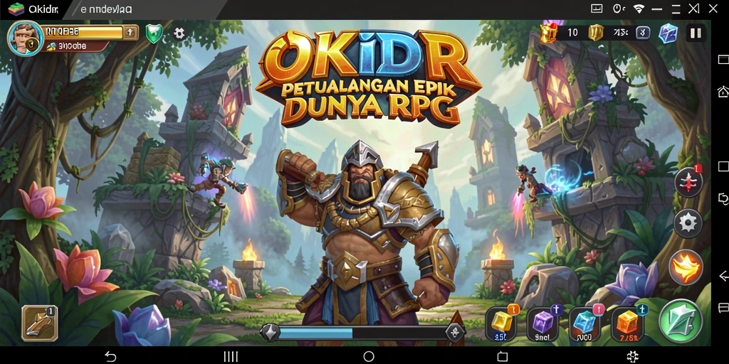 Tangkapan layar utama OKIDR yang menampilkan aksi epik dalam pertarungan RPG.