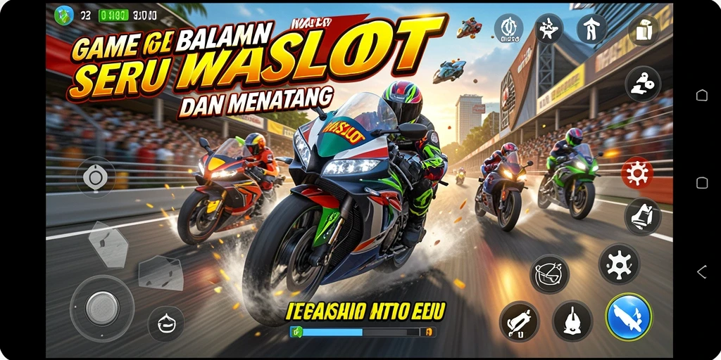 Tampilan menarik dari gameplay balapan motor WASLOT.